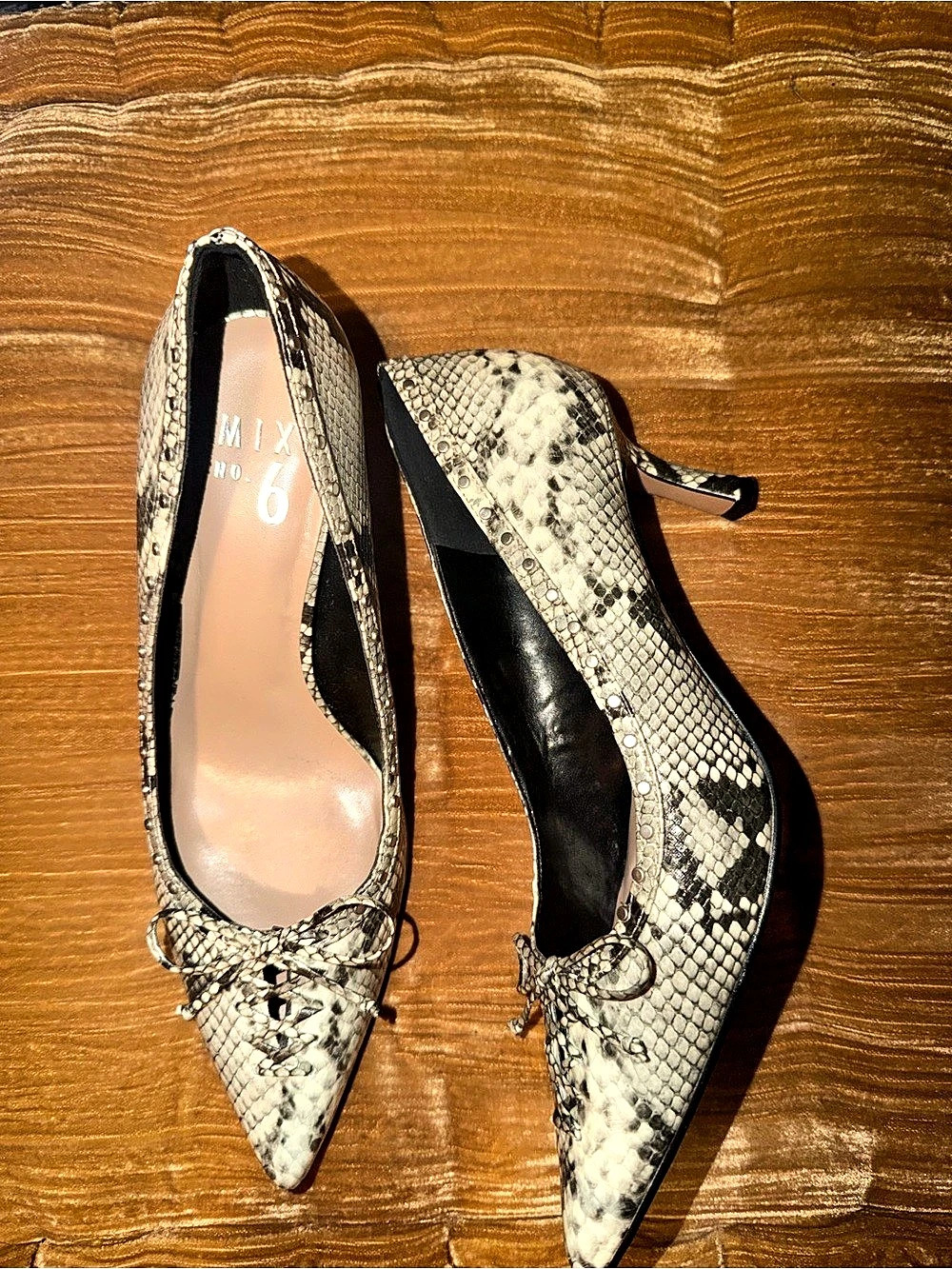 MIX NO. 6 Snake Print Pointed Toe Heels US 6